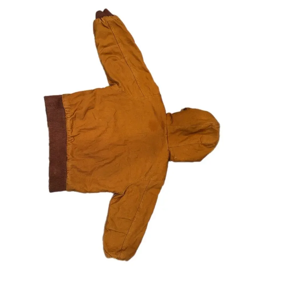 Carhartt Brown Duck Quilt Lined Hooded Jacket Boys 4T Toddler Kids